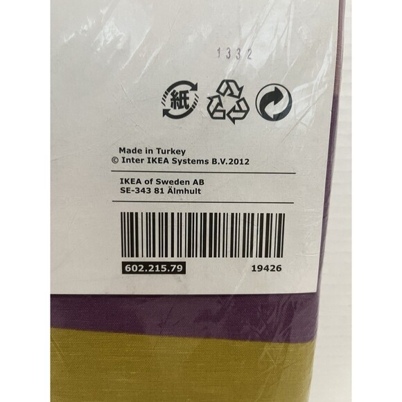 Set of 2 IKEA Malin Figur Geometric Green Purple Curtain Panels 57x98” Linen NEW - Picture 3 of 4